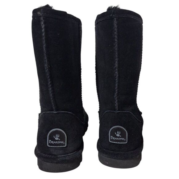 Bearpaw Boots Women's Embossed Suede Emma Short Mid Calf Winter Black Comfy SZ 8 - Picture 5 of 7